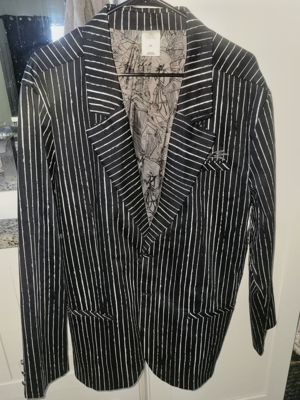 Disney Parks Our Universe Jack Skellington Pinstripe Suit Jacket Blazer 2XL NWT